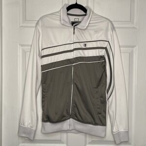 Vintage Ecko Unltd Track Jacket Men Small White/Gray Full Zip Polyester Gray Y2k